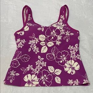 L.L. Bean Purple Tankini Swim Top Sz 10